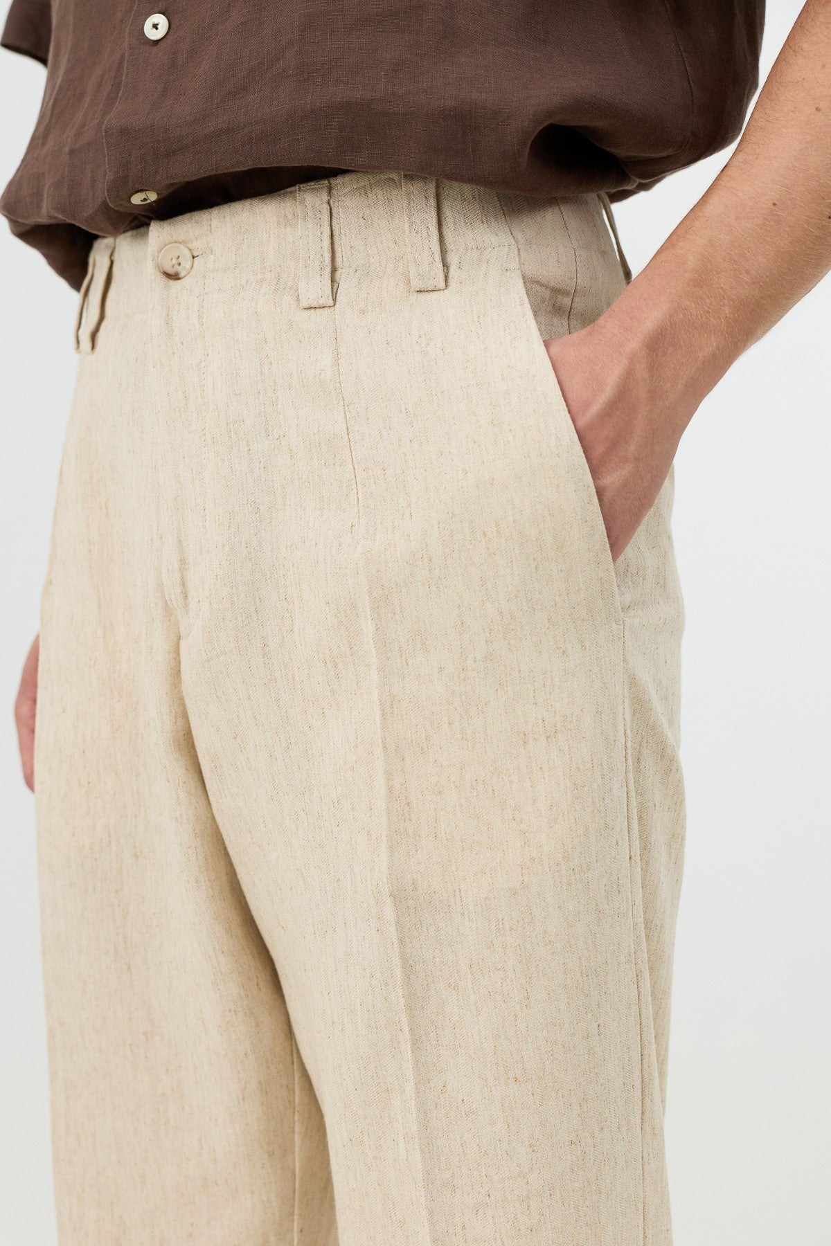 Men's Pants with Herringbone Pattern in Antioch Linen Blend
