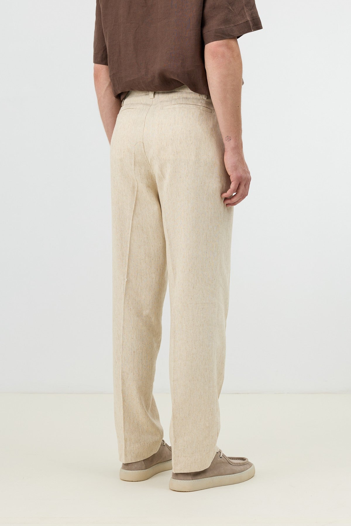 Men's Pants with Herringbone Pattern in Antioch Linen Blend