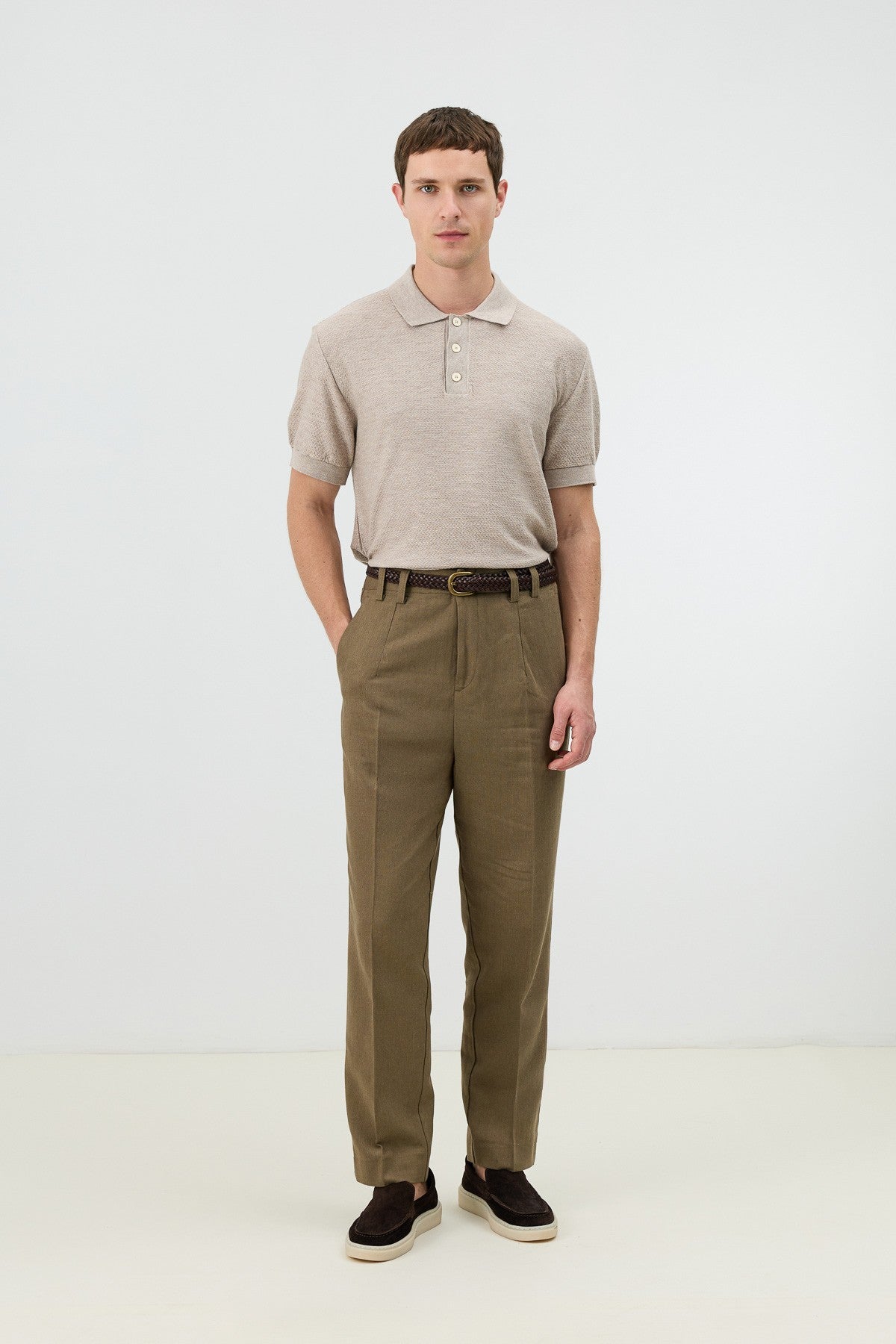 Men's Pants with Herringbone Pattern in Antioch Linen Blend