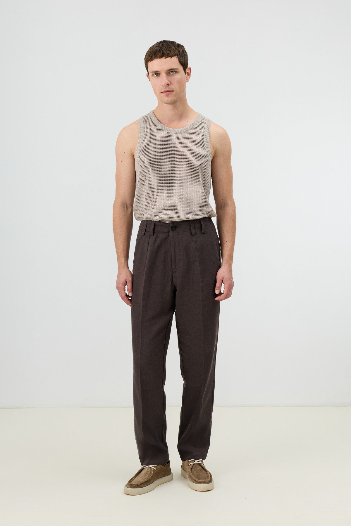 Men's Pants with Herringbone Pattern in Antioch Linen Blend