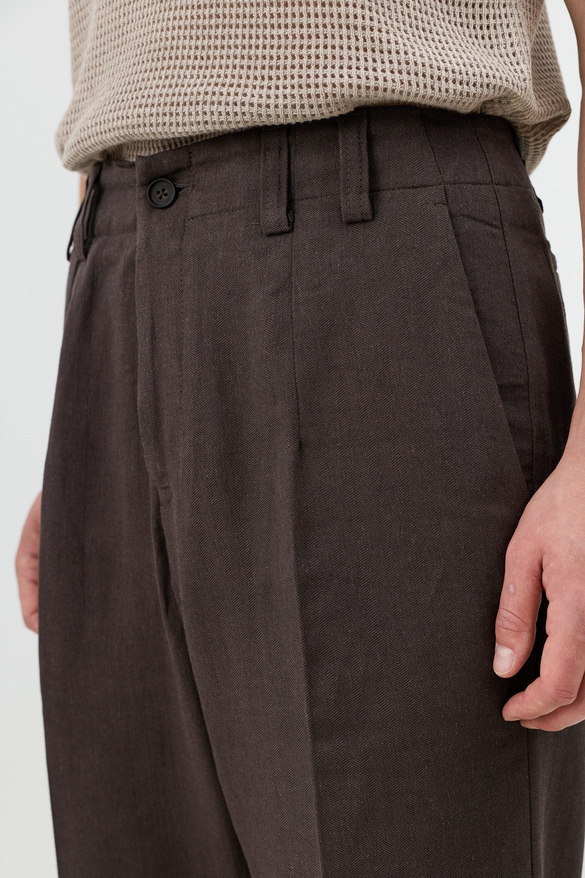 Men's Pants with Herringbone Pattern in Antioch Linen Blend