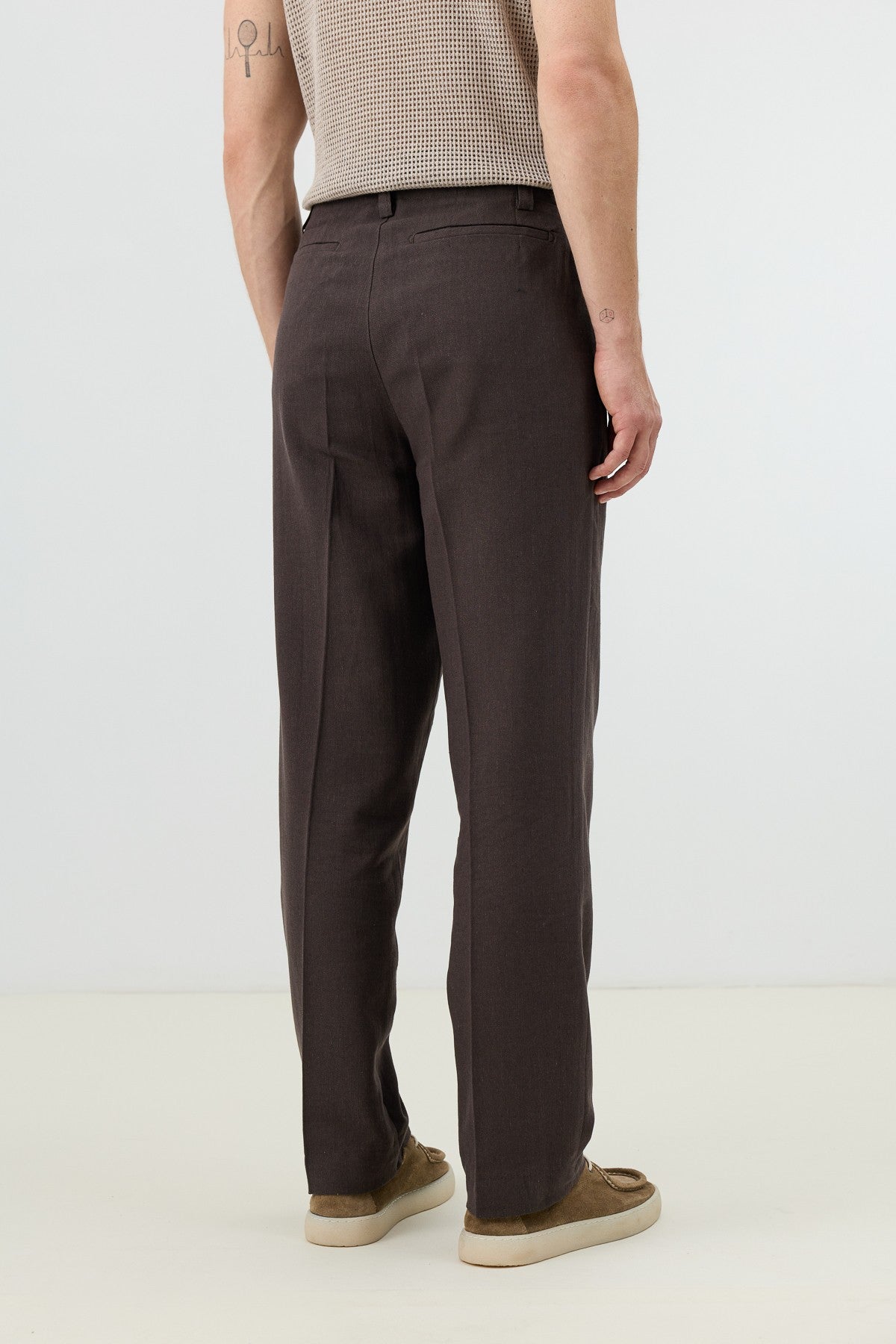 Men's Pants with Herringbone Pattern in Antioch Linen Blend