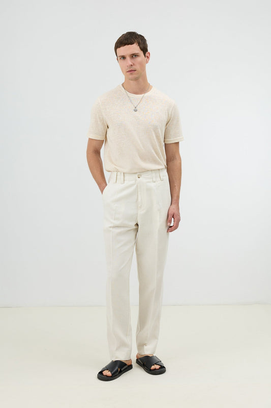 Men's Pants with Herringbone Pattern in Antioch Linen Blend