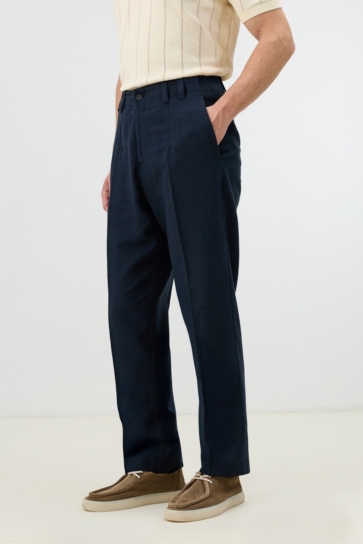 Men's Pants with Herringbone Pattern in Antioch Linen Blend