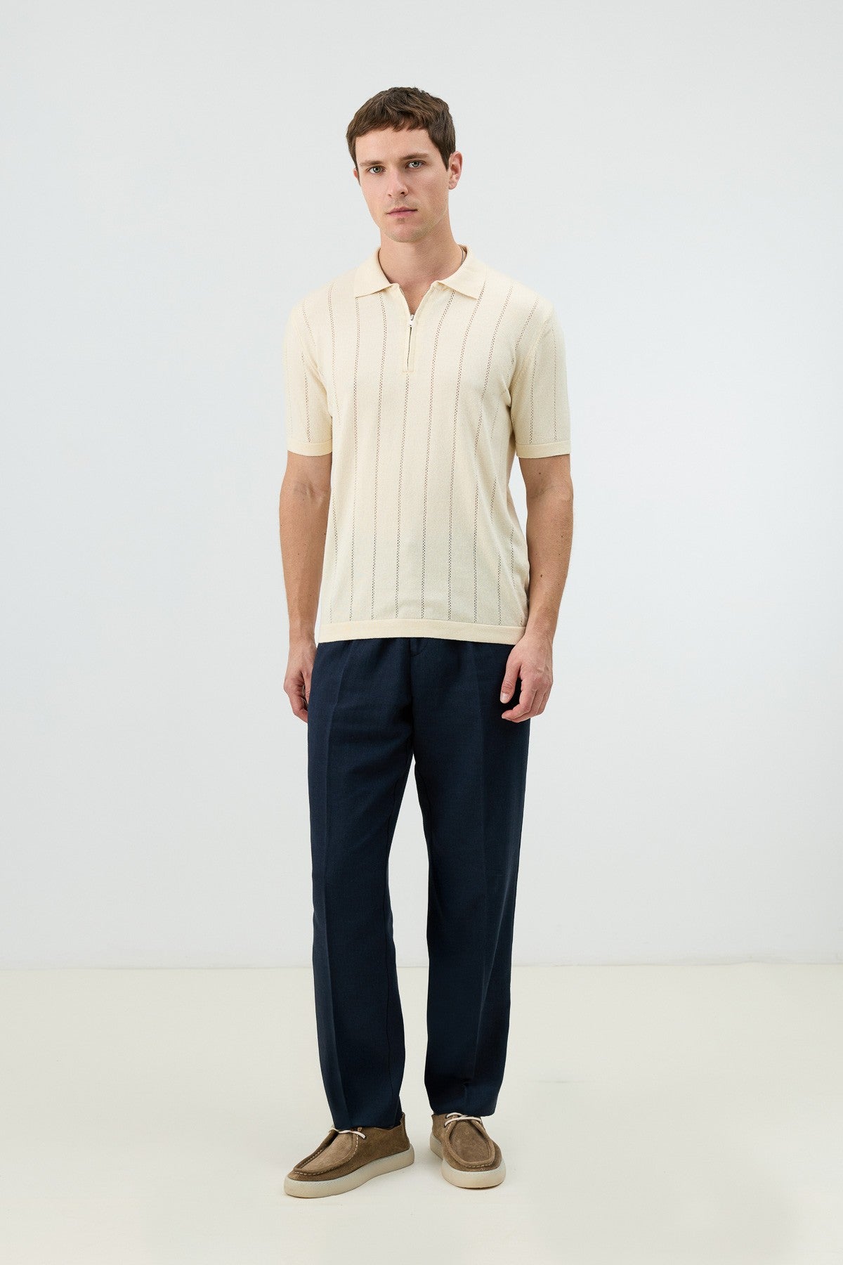 Men's Pants with Herringbone Pattern in Antioch Linen Blend