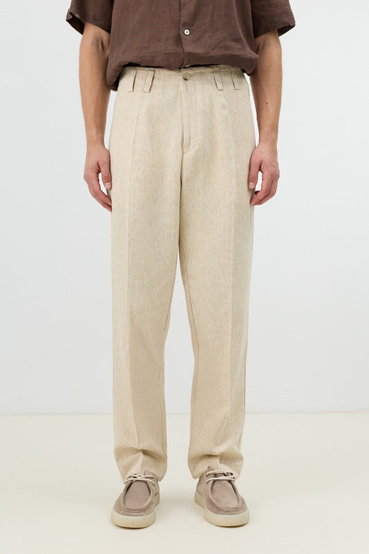 Men's Pants with Herringbone Pattern in Antioch Linen Blend