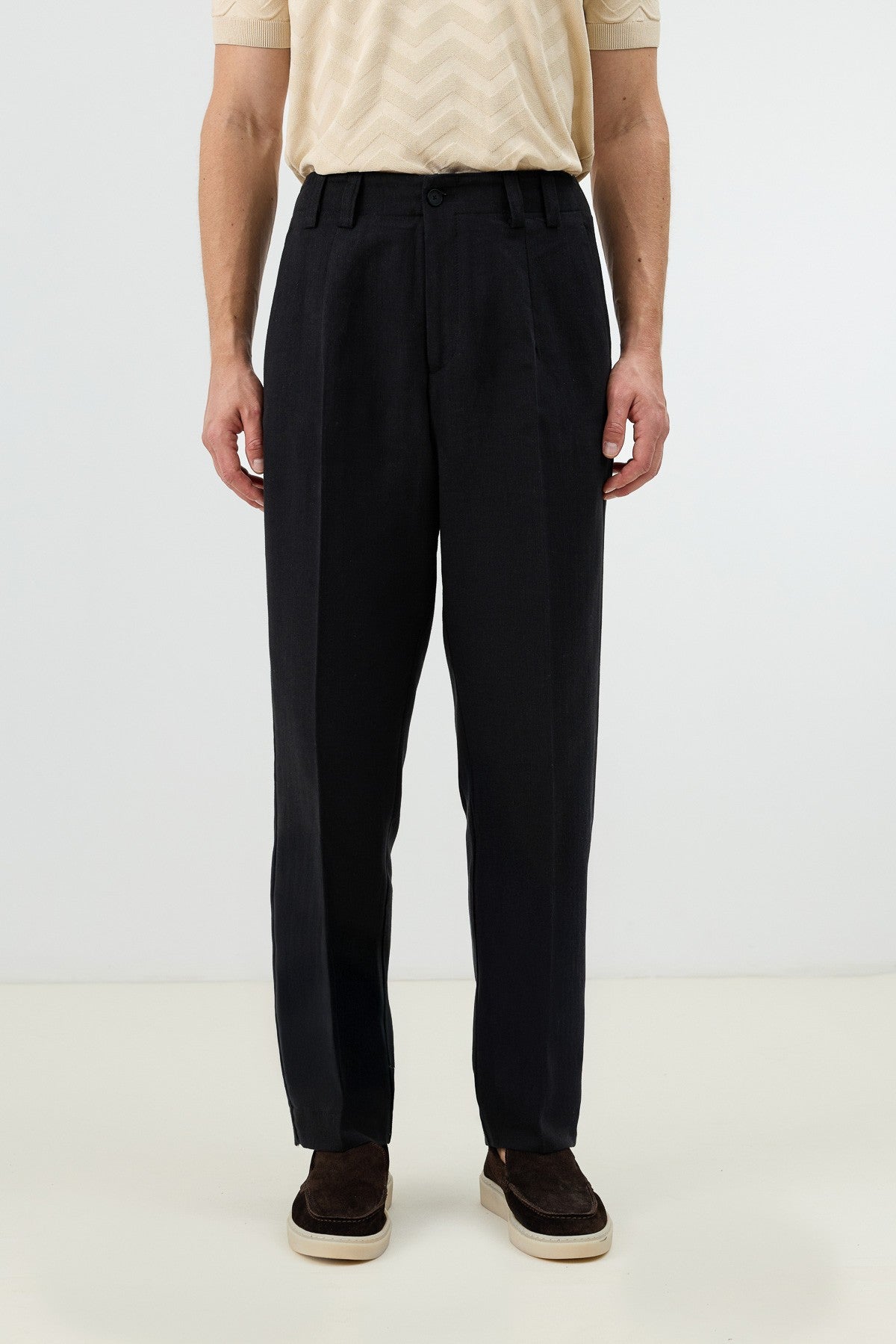 Men's Pants with Herringbone Pattern in Antioch Linen Blend