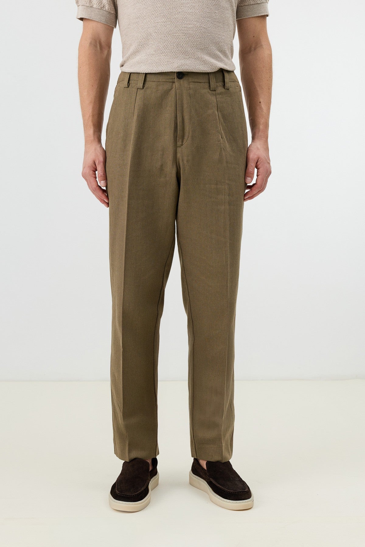Men's Pants with Herringbone Pattern in Antioch Linen Blend