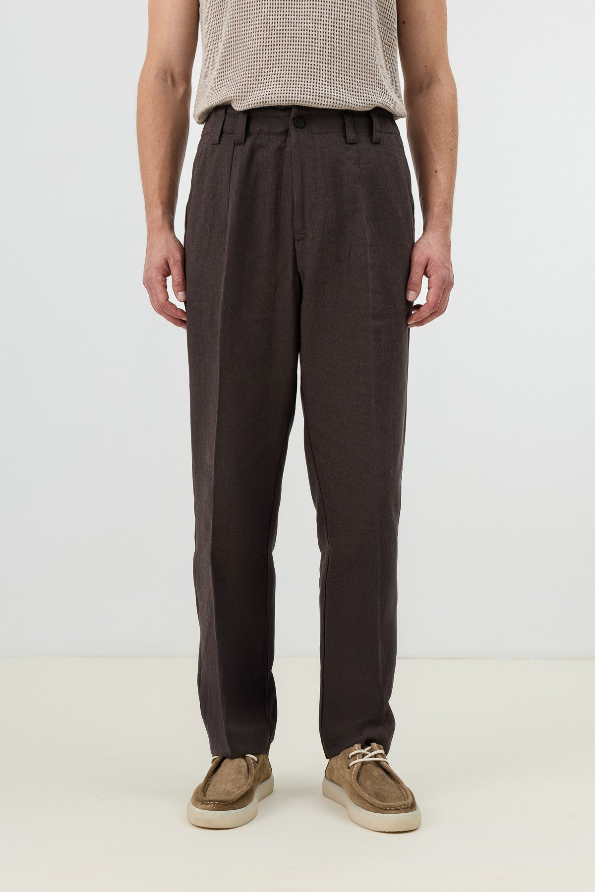 Men's Pants with Herringbone Pattern in Antioch Linen Blend