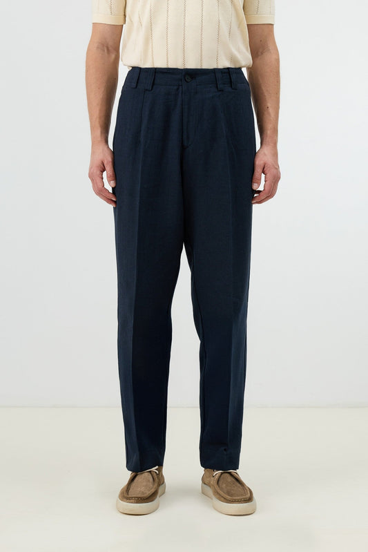 Men's Pants with Herringbone Pattern in Antioch Linen Blend