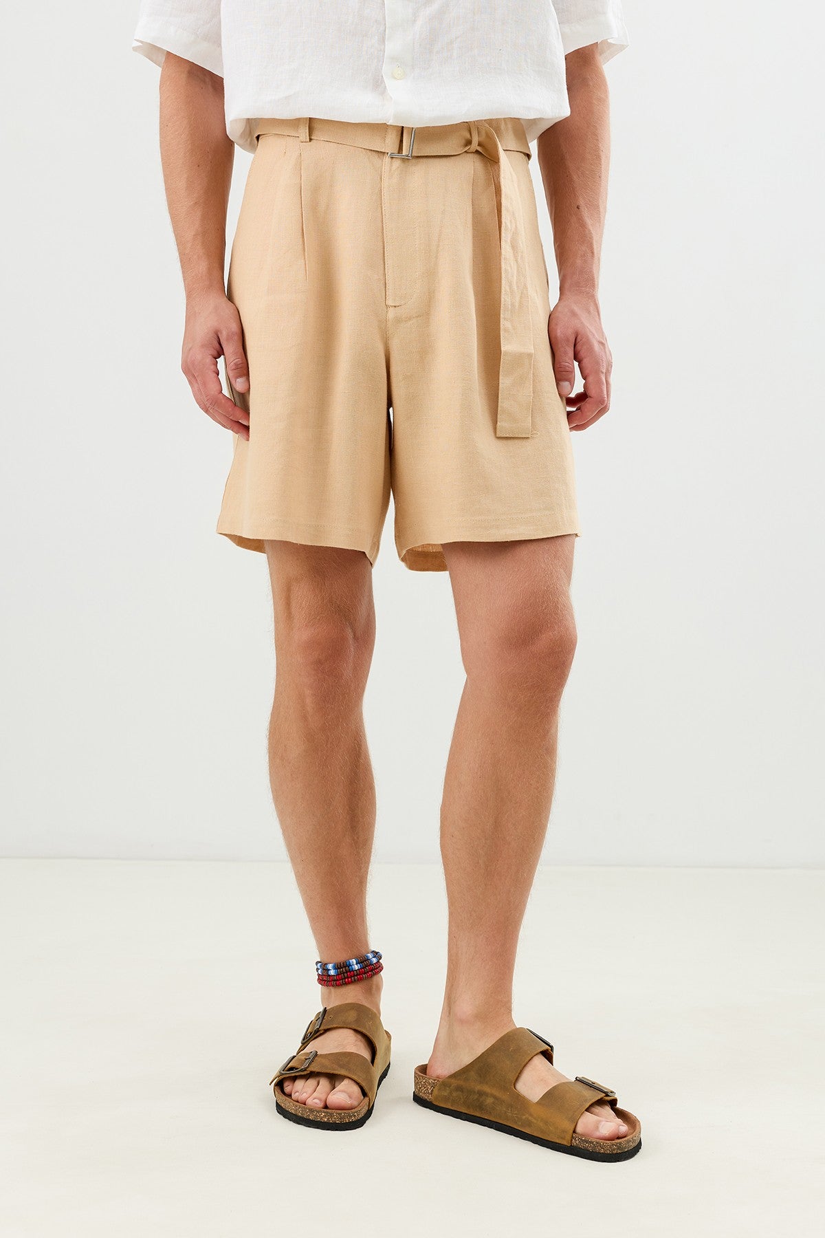 100% Linen Shorts with a Belt