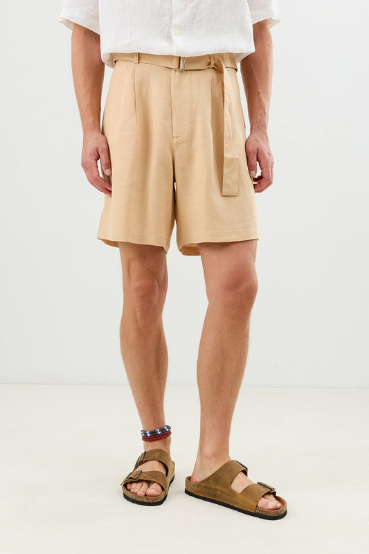 100% Linen Shorts with a Belt