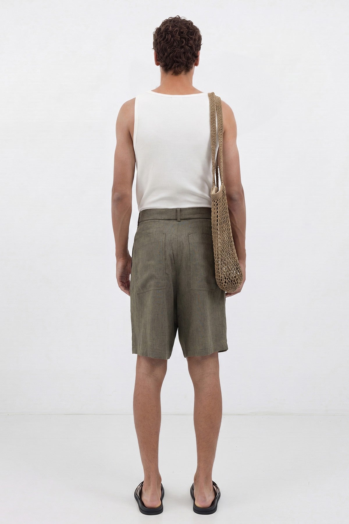 Linen-Blend Shorts with a Belt