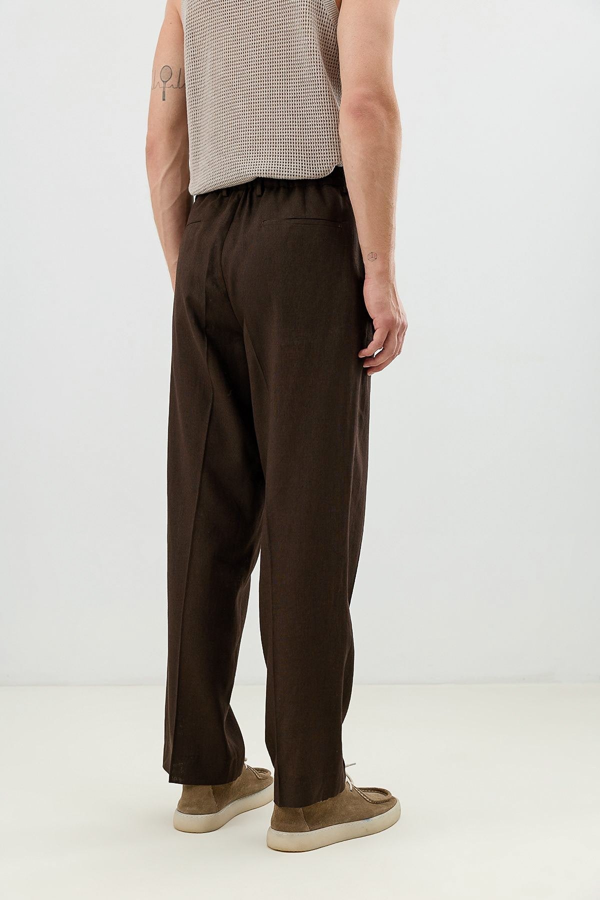 Men's Linen-Blend Pants with an Elastic Waistband