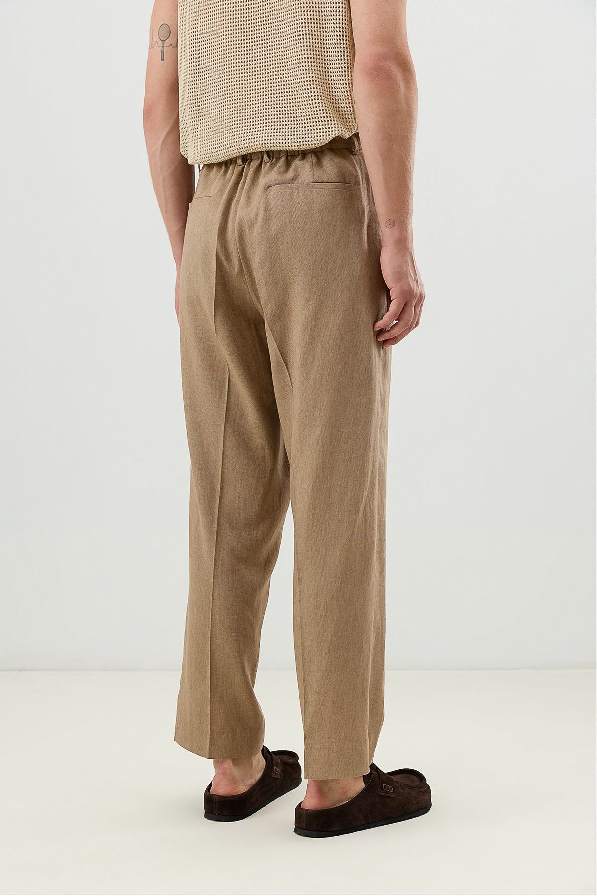 Men's Linen-Blend Pants with an Elastic Waistband