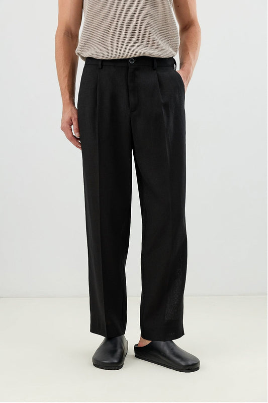 Men's Linen-Blend Pants with an Elastic Waistband