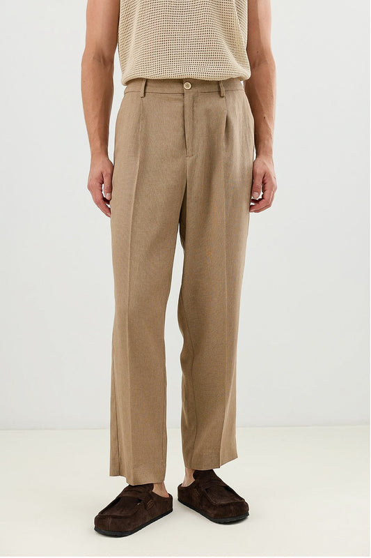 Men's Linen-Blend Pants with an Elastic Waistband