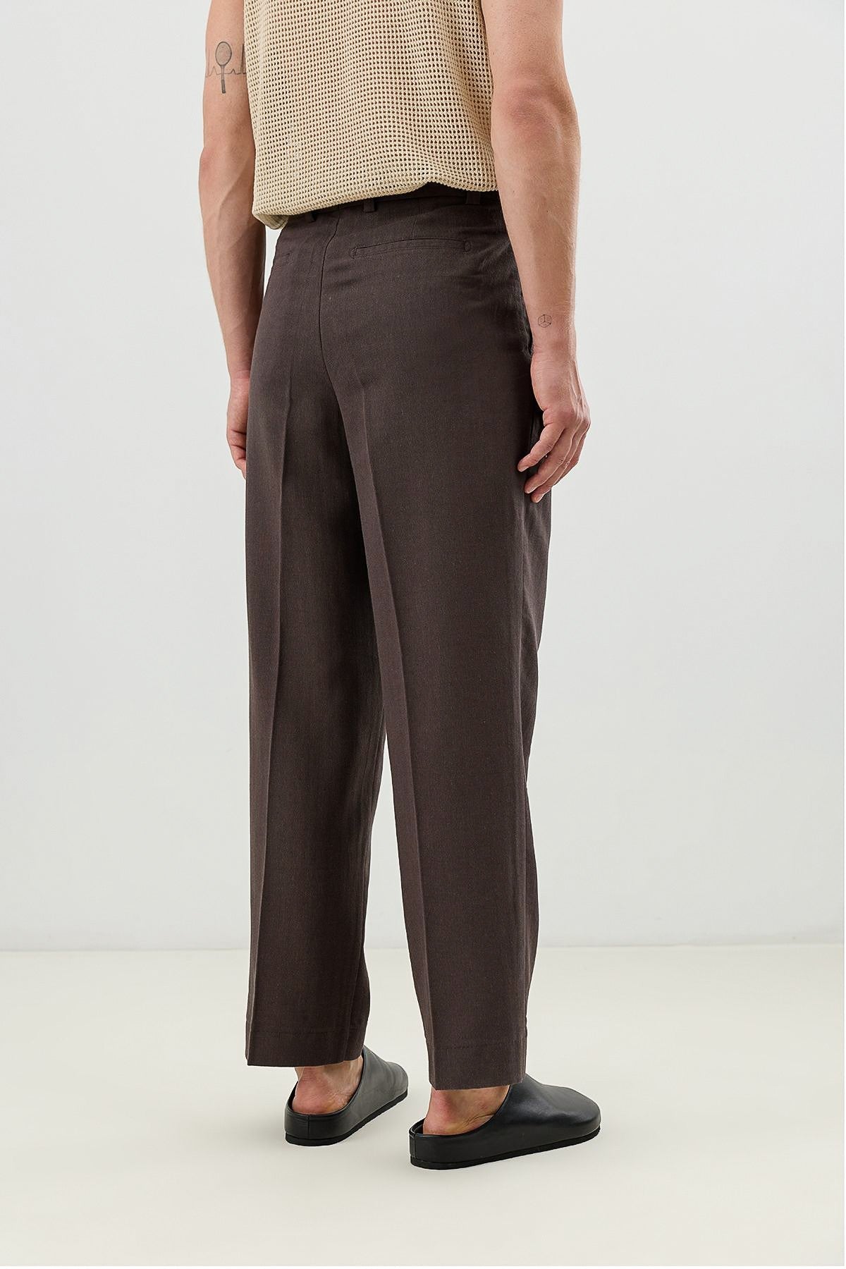 Men's Pleated Pants with Linen Blend