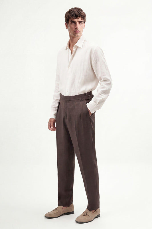 100% Linen Double-Pleated Pants