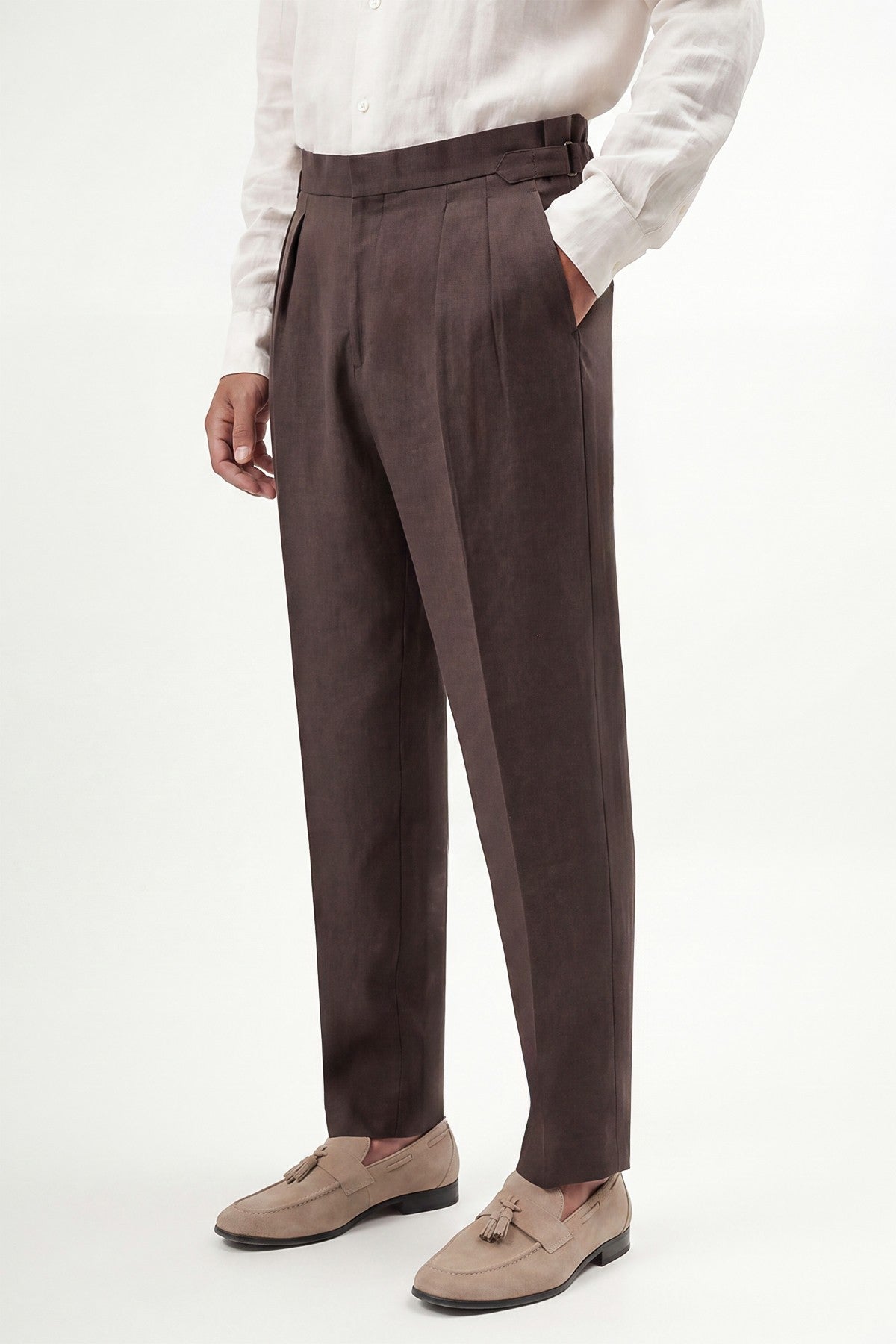 100% Linen Double-Pleated Pants