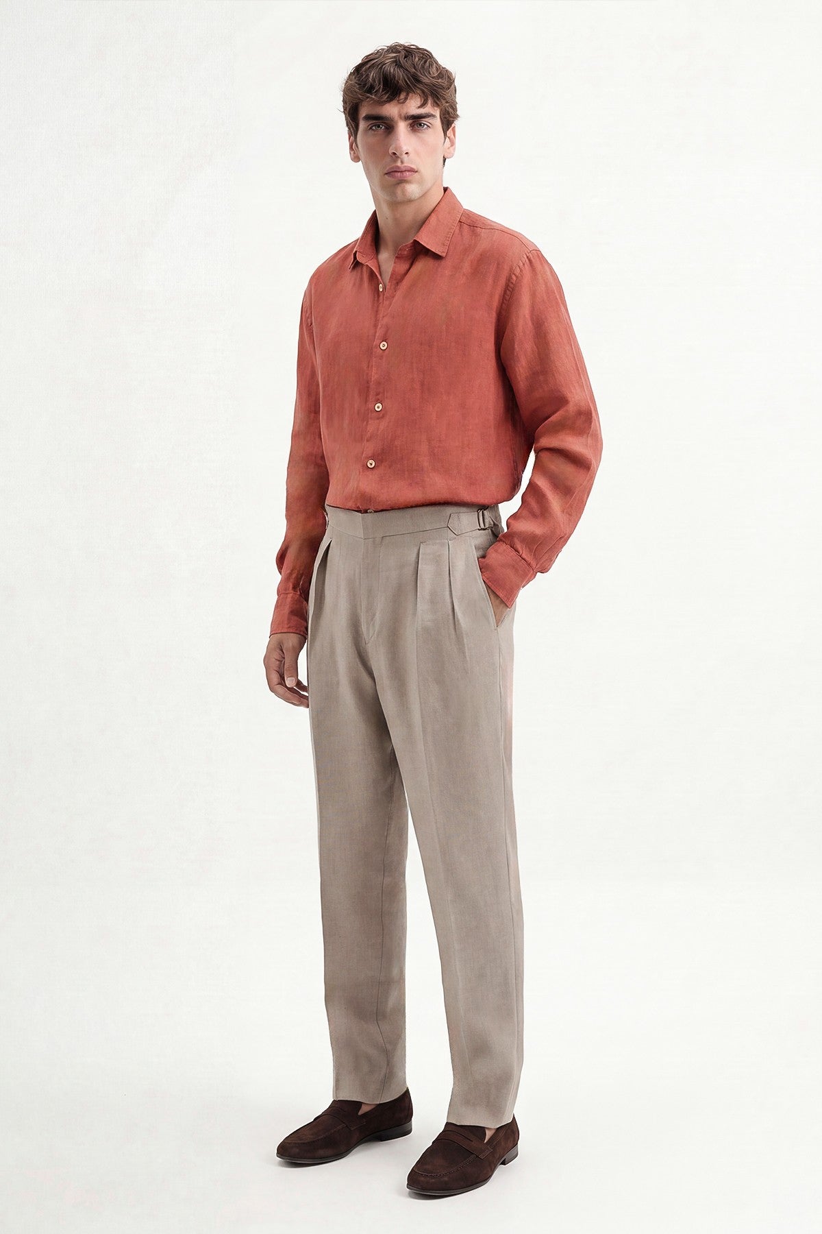 100% Linen Double-Pleated Pants