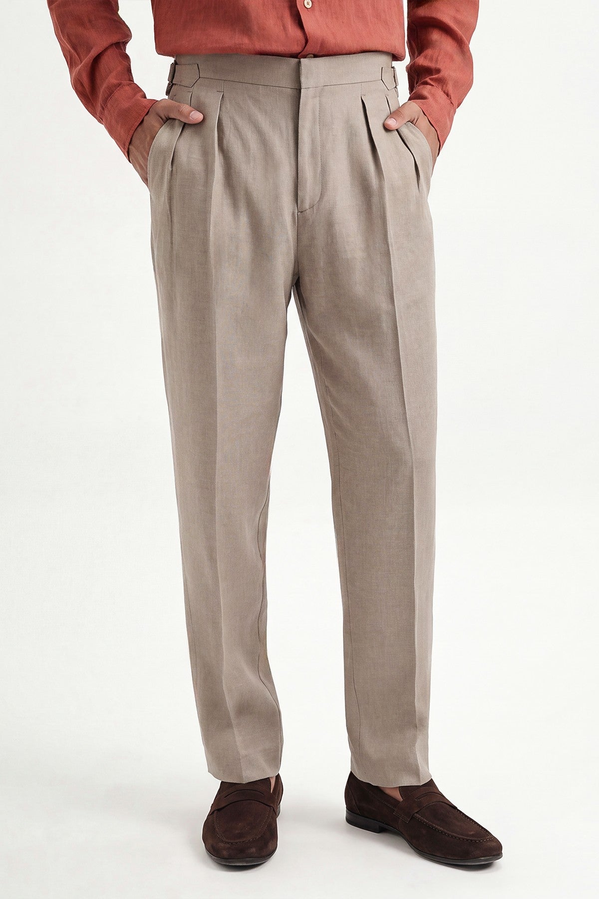 100% Linen Double-Pleated Pants