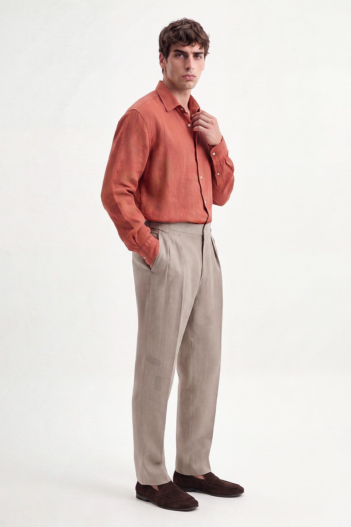 100% Linen Double-Pleated Pants