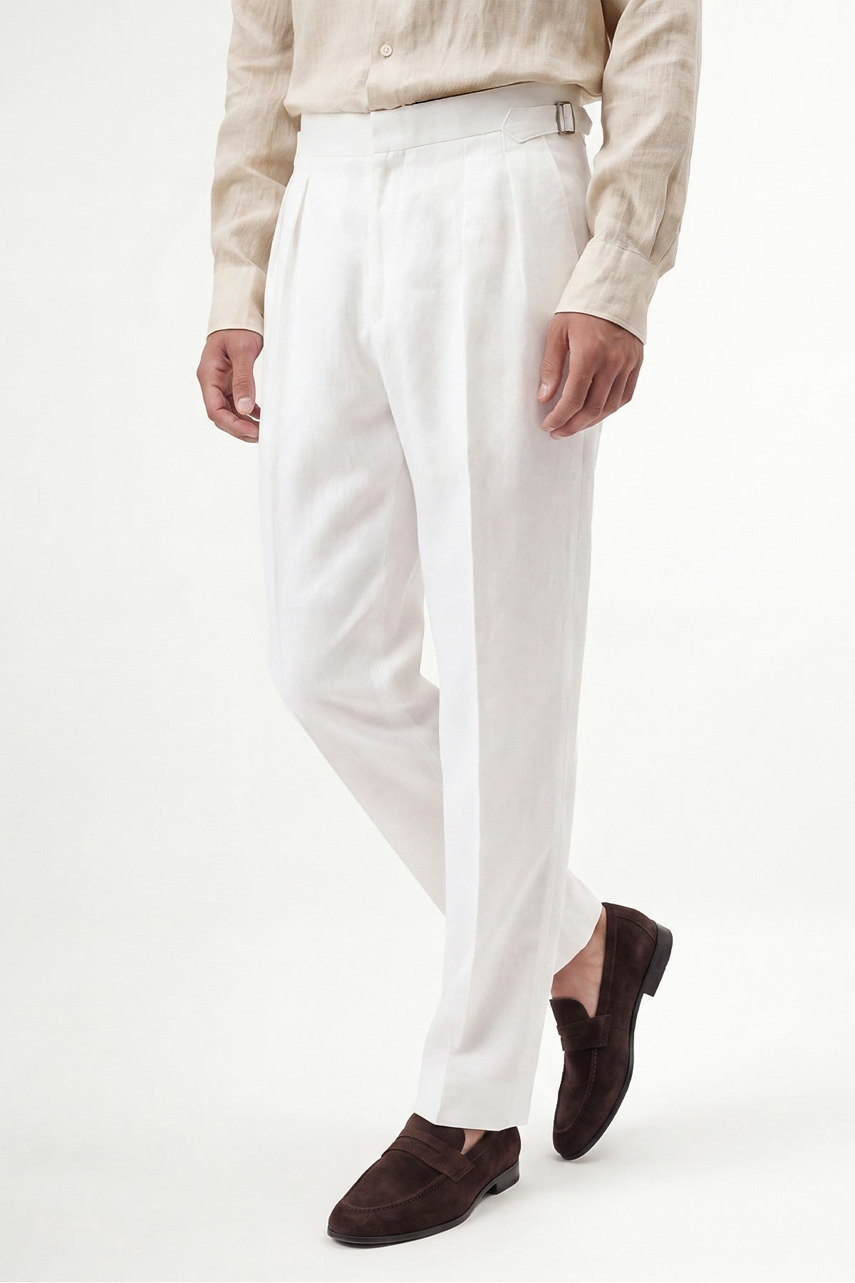 100% Linen Double-Pleated Pants