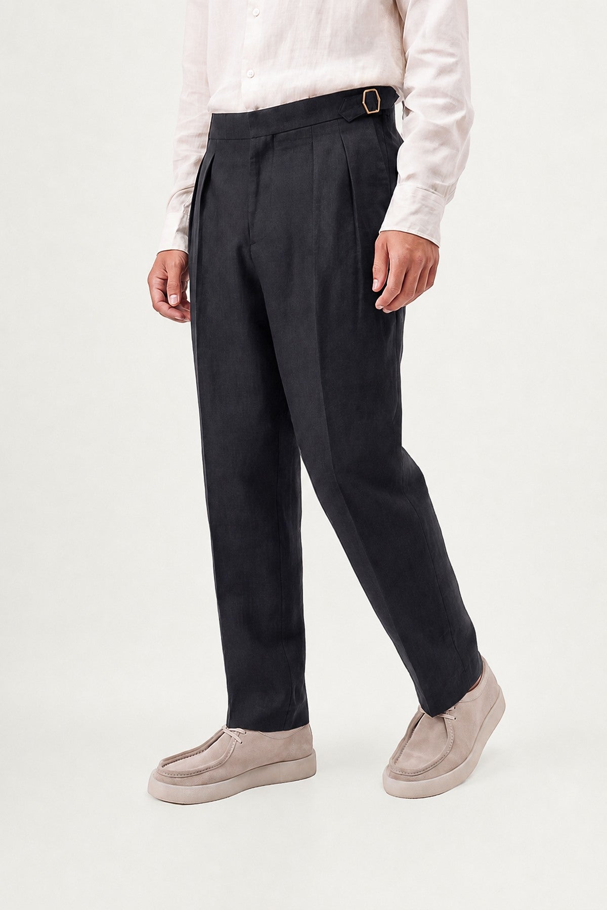 100% Linen Double-Pleated Pants