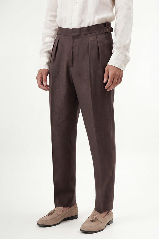 100% Linen Double-Pleated Pants