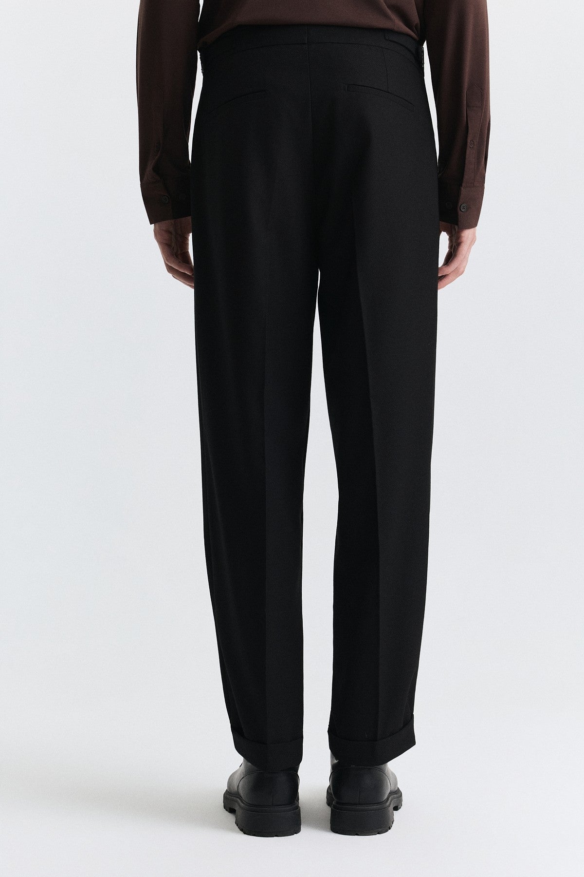 Tapered-Fit Double-Pleated Pants