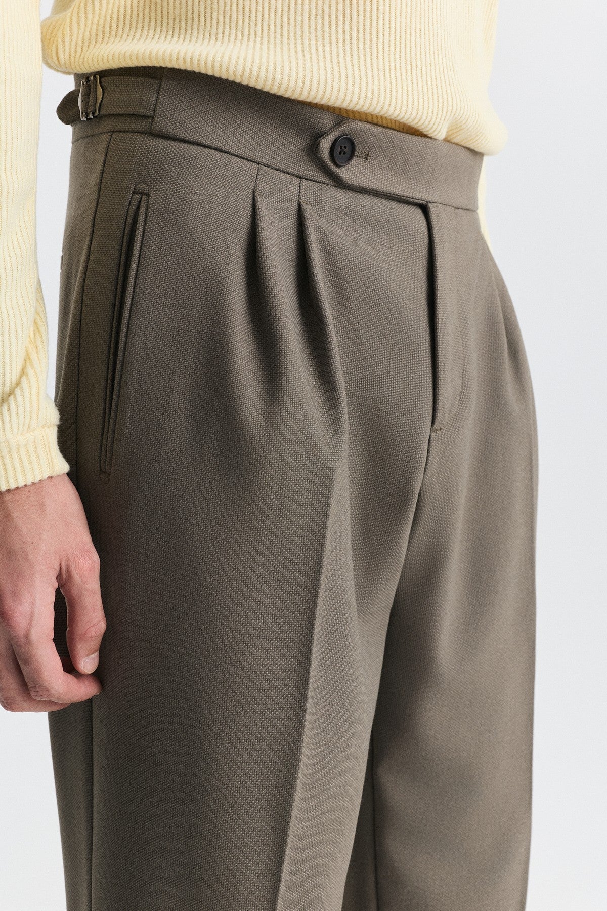 Tapered-Fit Double-Pleated Pants