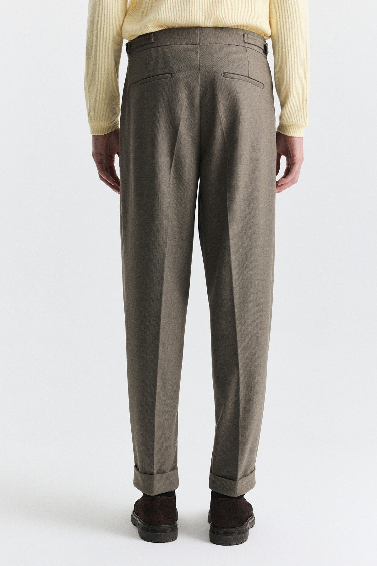 Tapered-Fit Double-Pleated Pants