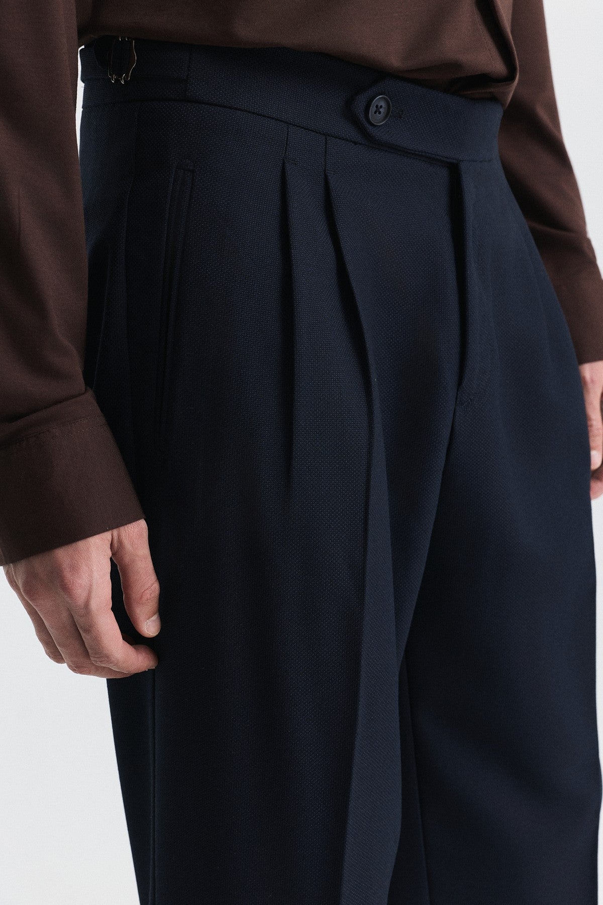 Tapered-Fit Double-Pleated Pants