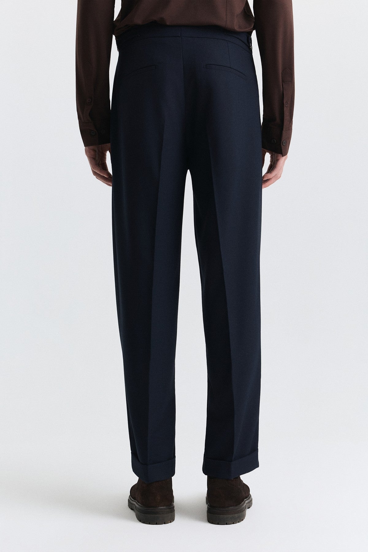 Tapered-Fit Double-Pleated Pants