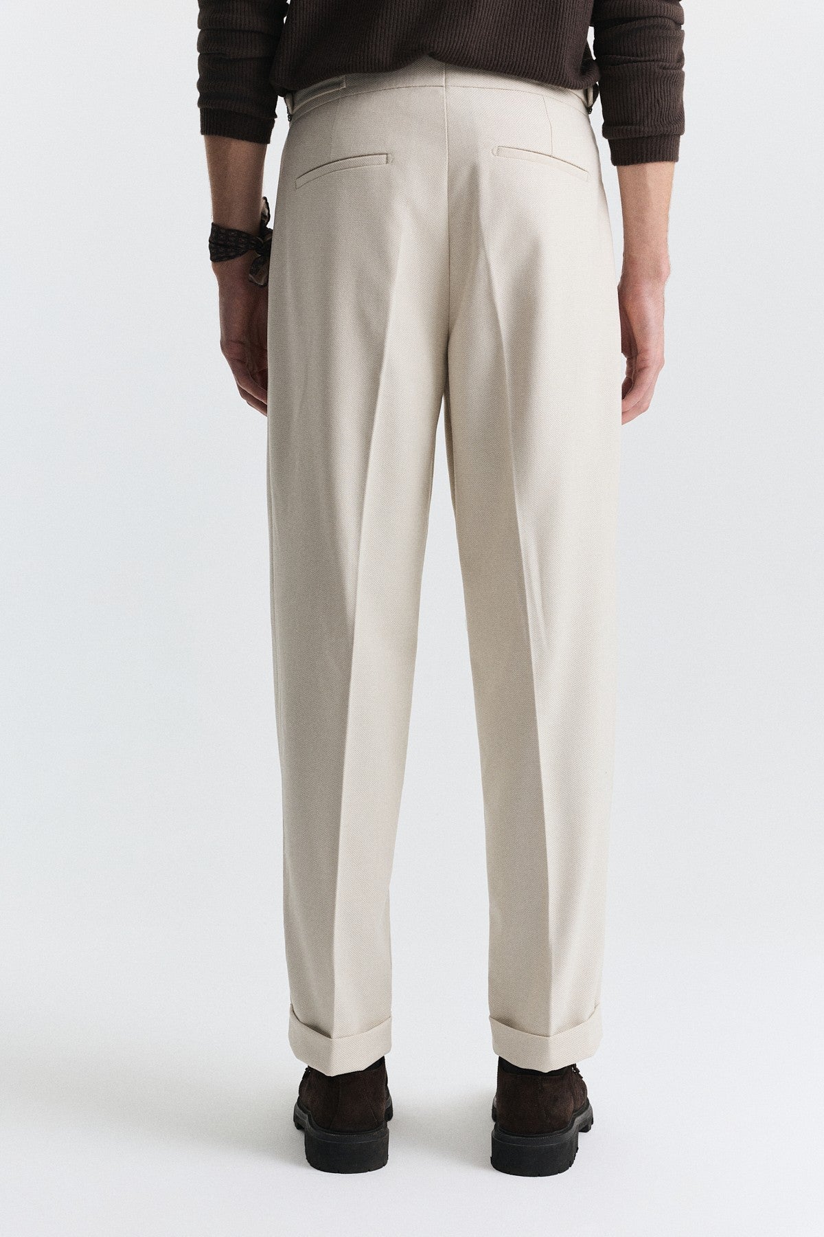 Tapered-Fit Double-Pleated Pants