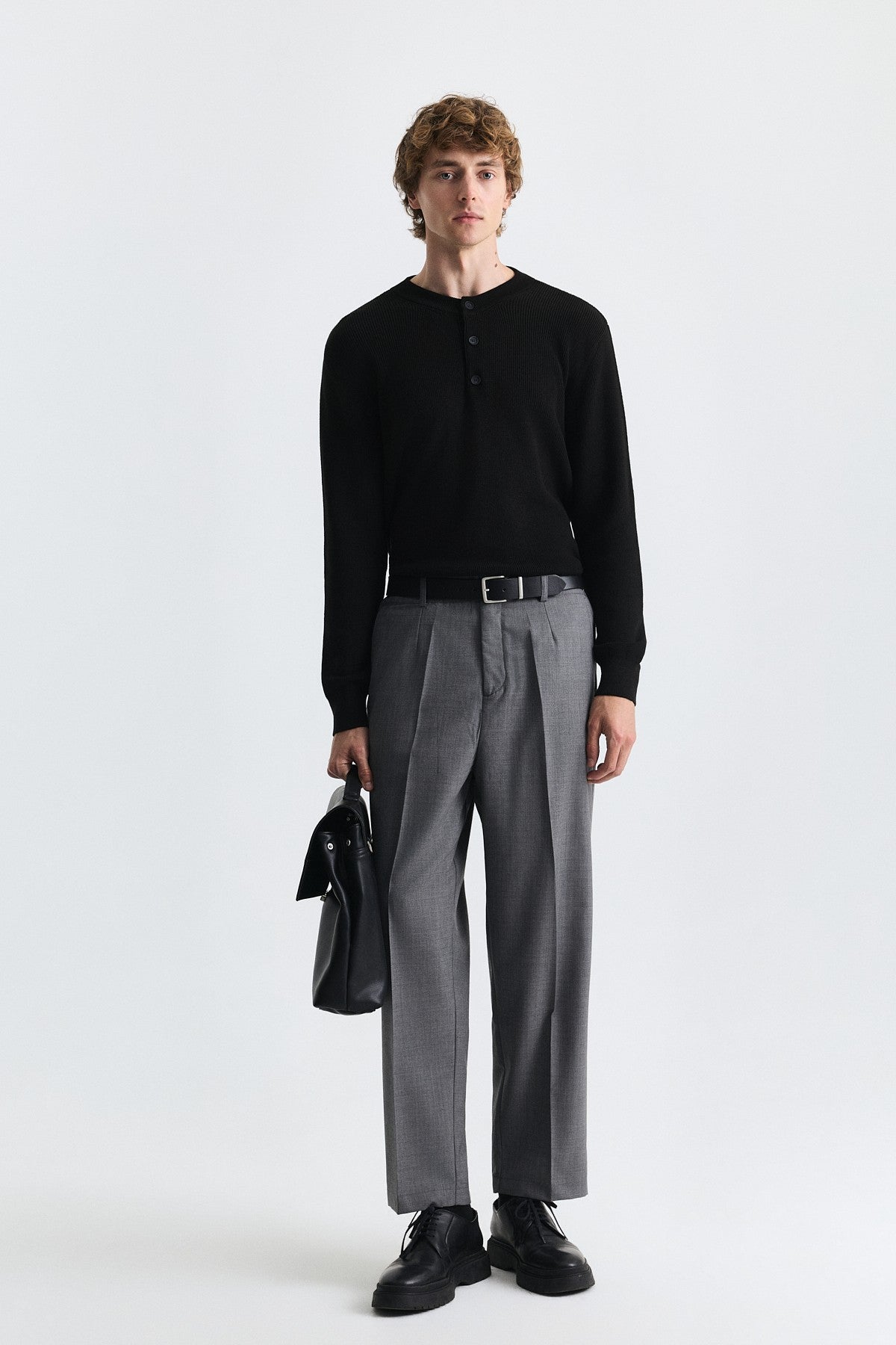 Wool-Blend Pleated Pants