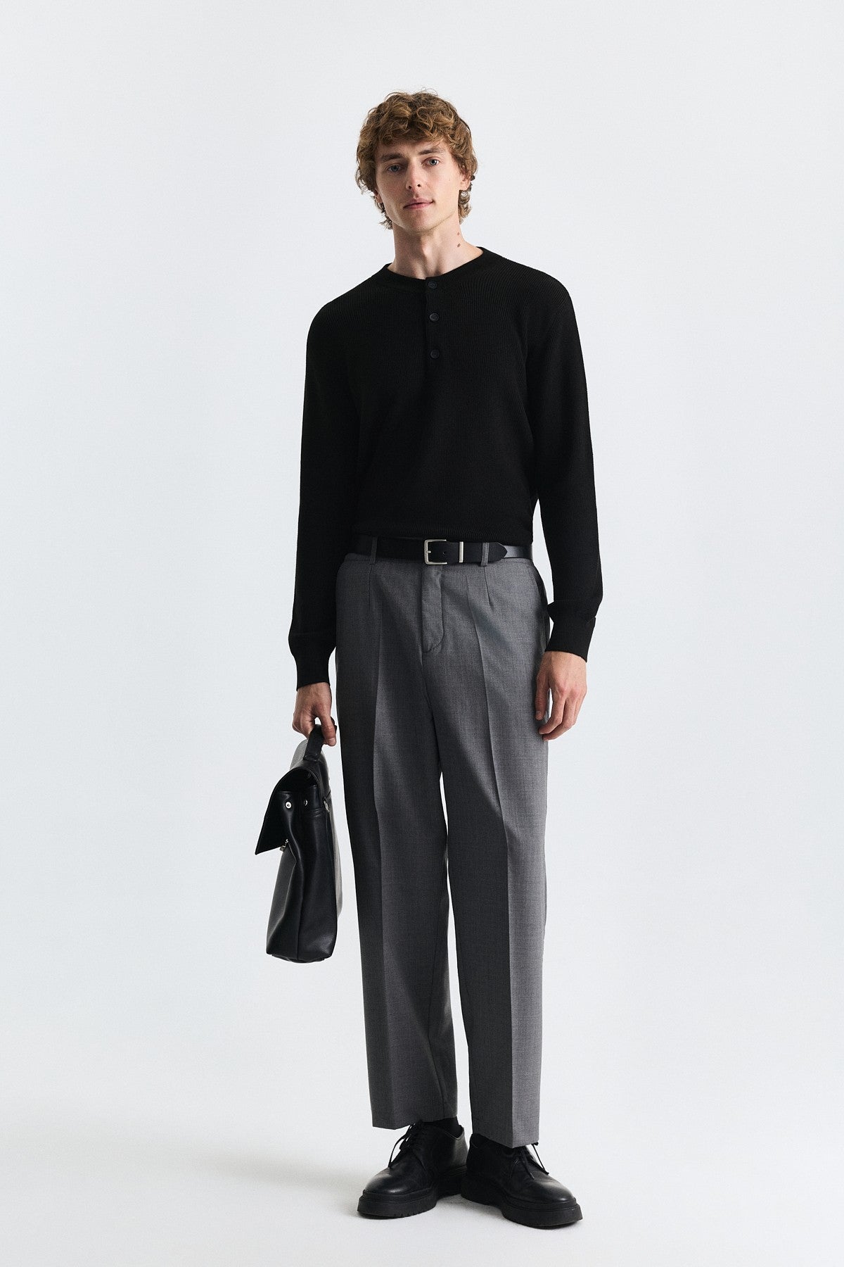 Wool-Blend Pleated Pants