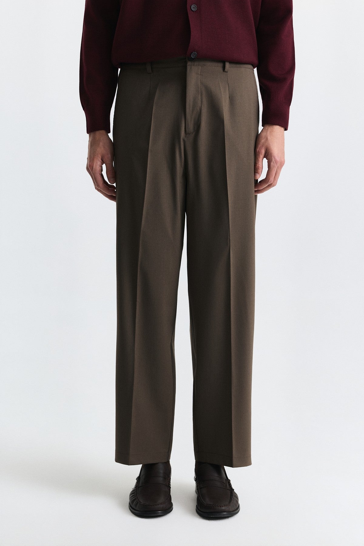 Wool-Blend Pleated Pants