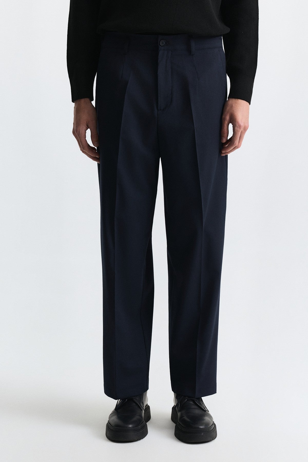 Wool-Blend Pleated Pants
