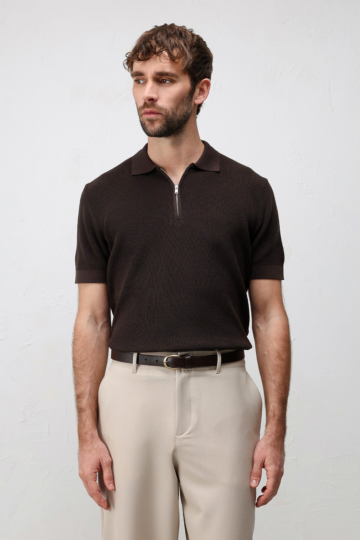 Antioch Comfort Slim Men's Zipper-Front Knit T-Shirt