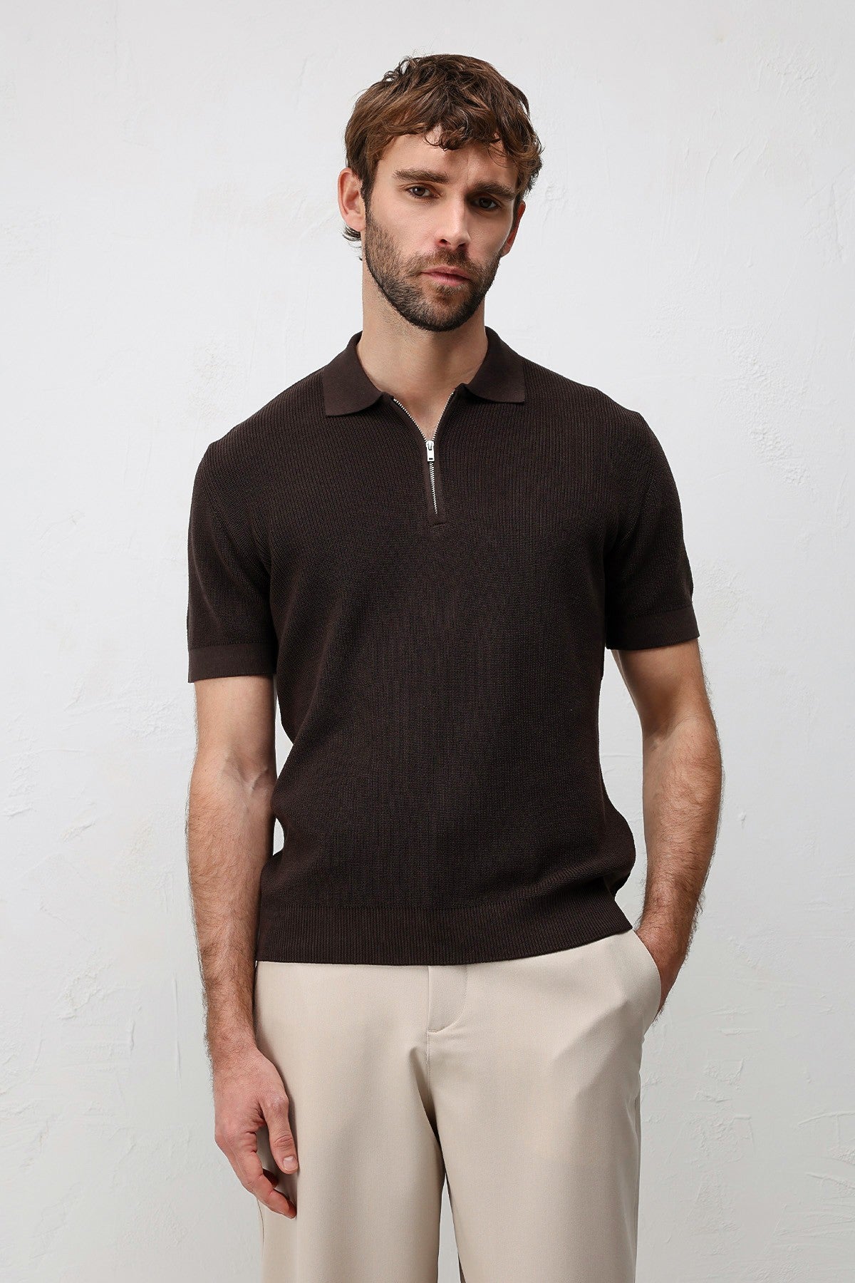 Antioch Comfort Slim Men's Zipper-Front Knit T-Shirt
