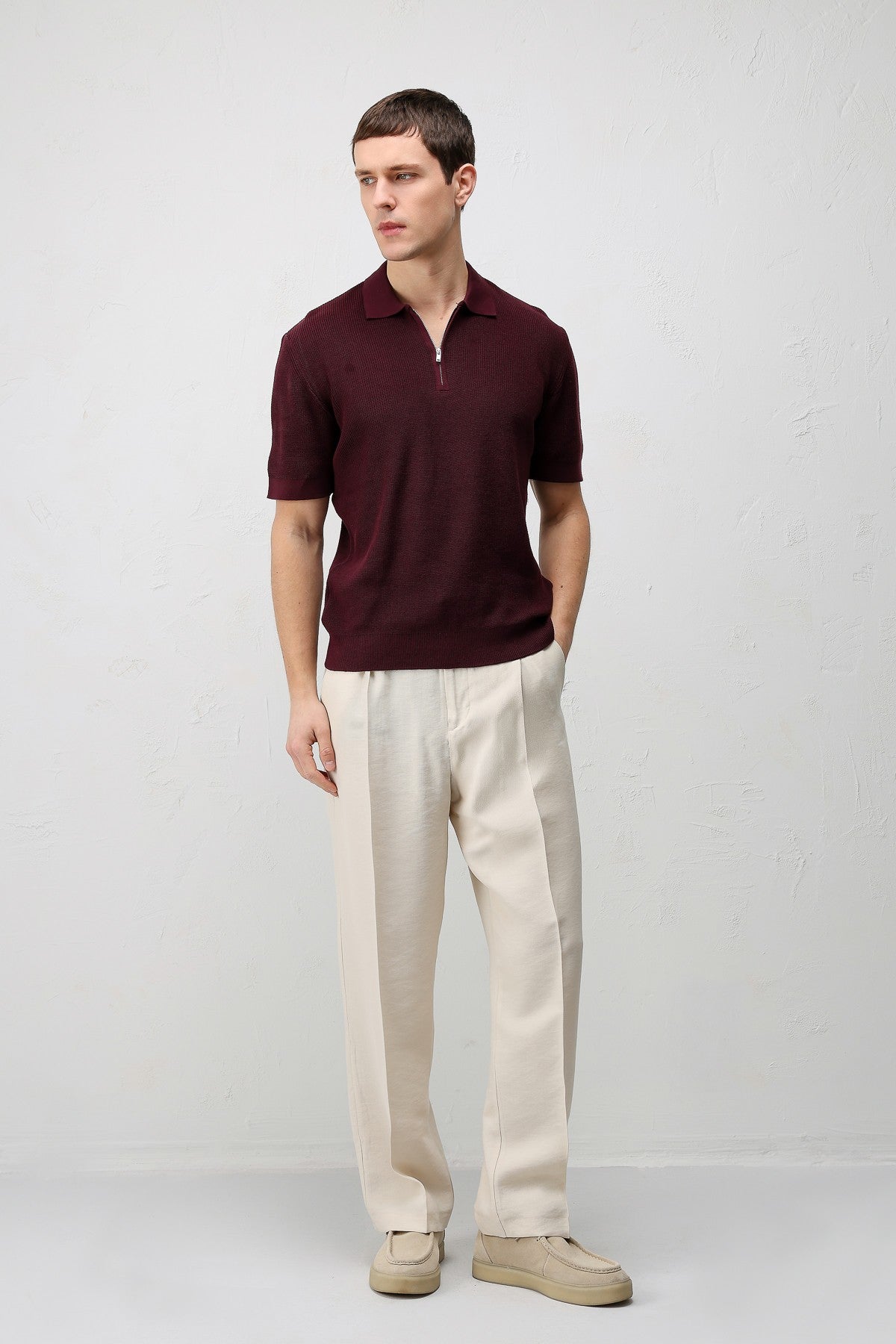 Antioch Comfort Slim Men's Zipper-Front Knit T-Shirt