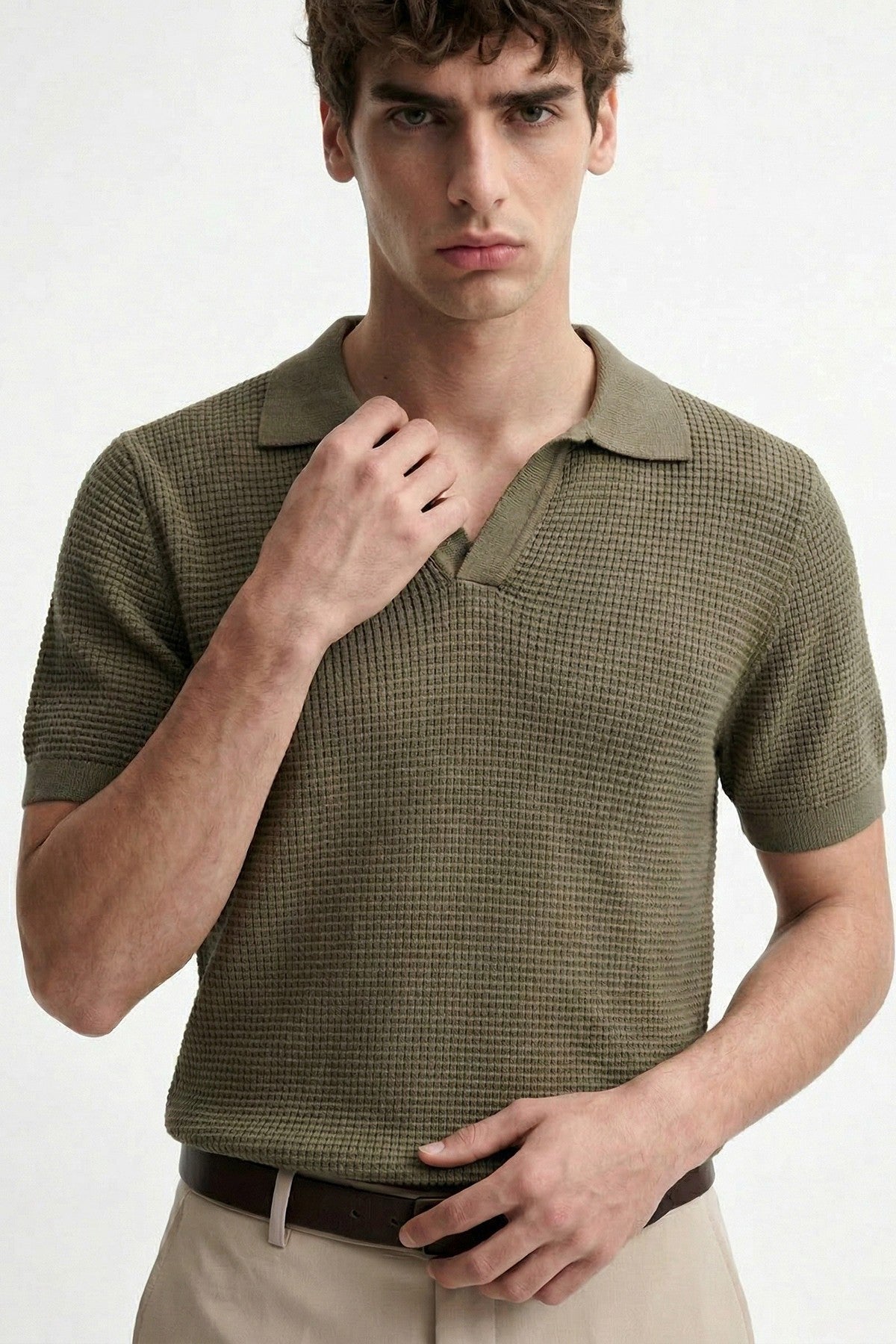 Antioch Textured Polo-Neck Men's T-Shirt
