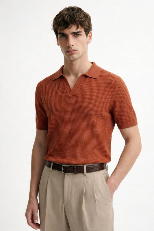 Antioch Textured Polo-Neck Men's T-Shirt