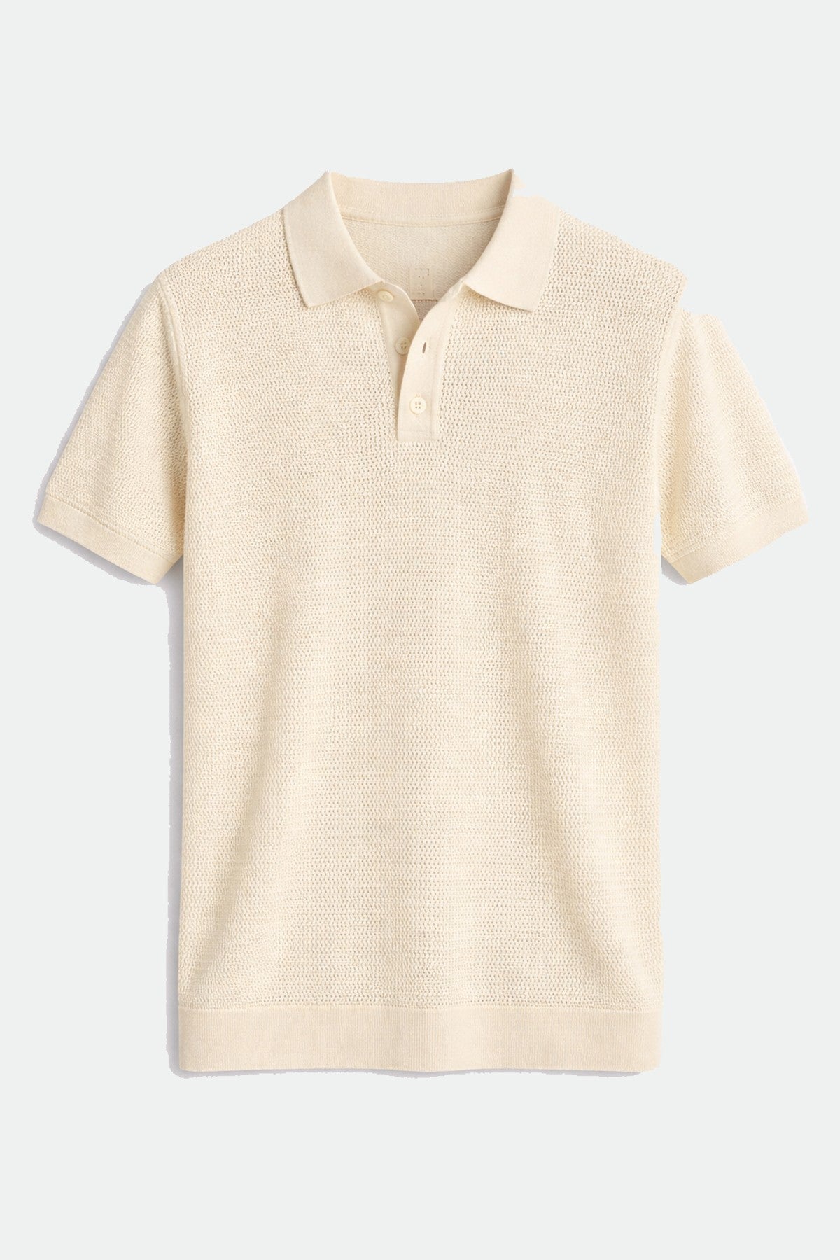 Men's Knitted-Textured Polo-Neck T-Shirt