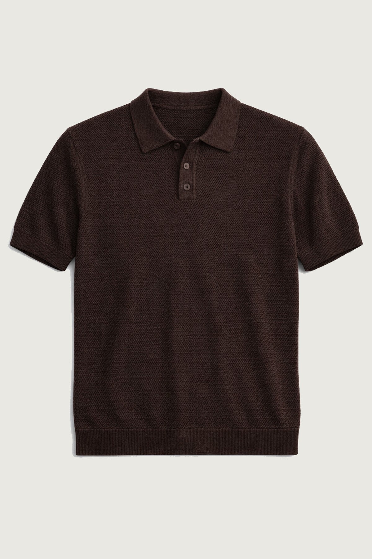 Men's Knitted-Textured Polo-Neck T-Shirt