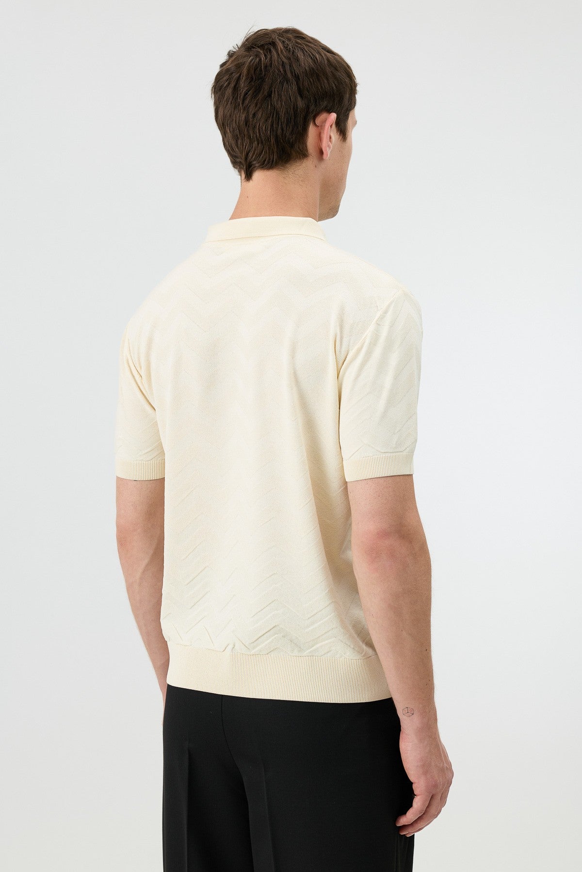 Antioch Zigzag-Patterned Polo-Neck Knit Men's T-Shirt