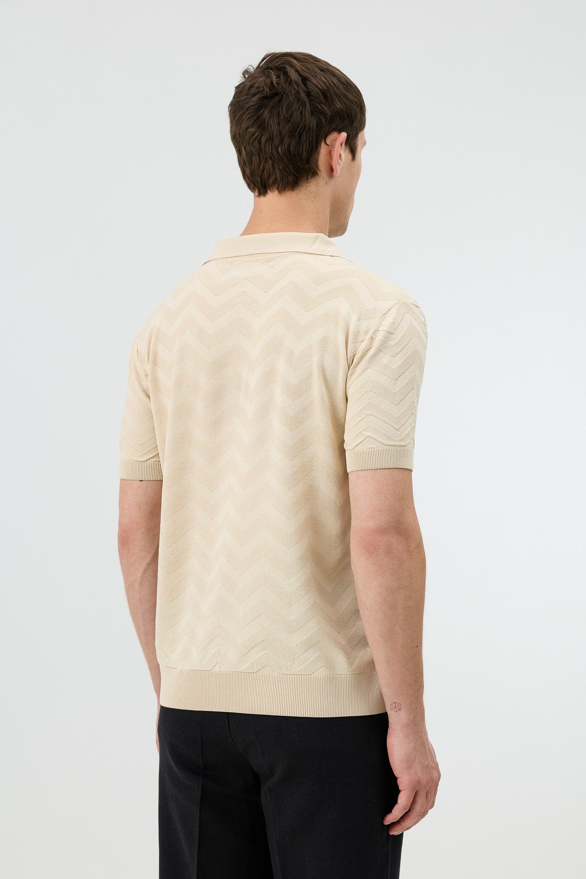 Antioch Zigzag-Patterned Polo-Neck Knit Men's T-Shirt