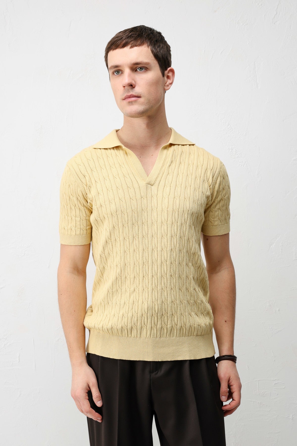 Textured Knitted Men's Knit T-Shirt